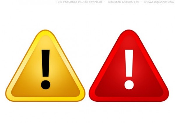 Red & Yellow Warning Signs Set PSD yellow web warning sign warning icon unique ui elements ui stylish simple sign red quality original new modern interface icon hi-res HD fresh free download free exclamation mark elements download detailed design creative clean   