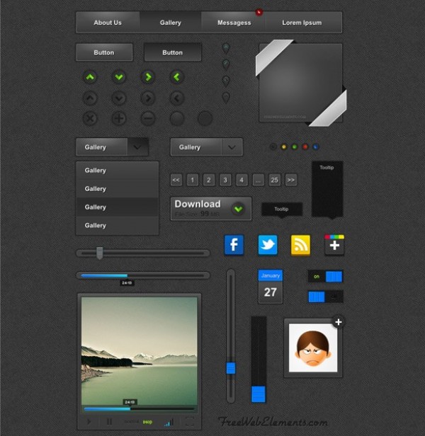Amazing Dark Web UI Elements Vector Pack web ui kit web video player vector unique ui set ui kit ui elements tooltips svg stylish social icons sliders set quality progress bar pdf pagination pack original on/off switches new navigation modal box map pins interface illustrator high quality hi-res HD graphic fresh free download free eps elements dropdown download detailed design date tag dark creative buttons avatar arrow buttons   
