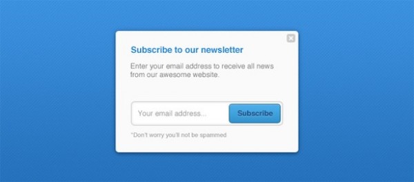 Simply Blue Newsletter Signup Widget PSD widget web unique ui elements ui stylish signup widget signup form signup quality psd original newsletter new modern interface hi-res HD fresh free download free form email elements download detailed design creative clean button box blue   