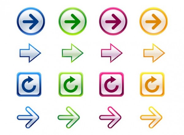 16 Colorful Arrow & Refresh Vector Icons Set web vector unique ui elements stylish refresh quality original new interface illustrator icons high quality hi-res HD graphic fresh free download free elements download detailed design creative colorful buttons arrows   