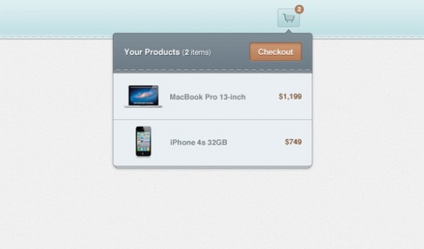 Clean Professional Shopping Cart Dropdown PSD web unique ui elements ui summary stylish stitched shopping cart quality psd professional products prices original notepad new modern interface hi-res HD fresh free download free elements download detailed design creative clean checkout button checkout cart icon cart dropdown cart   