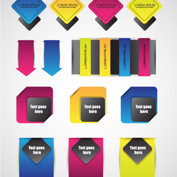 Colorful Set of Vector UI Corner Elements vector tab sticker set label free download free corners corner ribbon corner label colorful badge   
