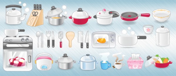 Clean Set of Vector Kitchen Icons web 2.0 web vectors vector graphic vector utensils unique ultimate stove set quality pots photoshop pans pack original new modern microwave kitchen illustrator illustration icons high quality fresh free vectors free download free download design creative cooker coffee baking ai   