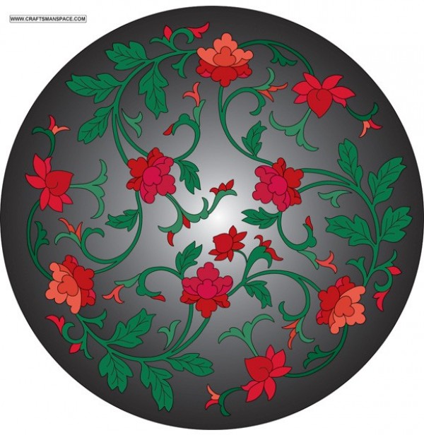 Red Floral with Leaves Round Pattern web vines vector unique ui elements stylish round red flowers quality pattern original new nature leaves illustrator high quality graphic garden fresh free download free floral download design creative background   