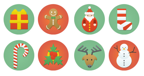 8 Flat Colorful Christmas Icons Set ui elements ui set icons free download free flat christmas icons christmas   