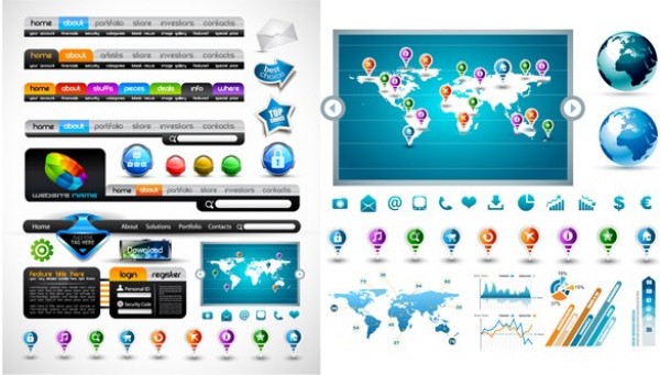 Infographics Web UI Elements Vector Pack web vector unique ui elements stylish stickers quality pins original new navigation menus maps login form interface infographics illustrator icons high quality hi-res HD graphs graphic fresh free download free elements download detailed design creative buttons   