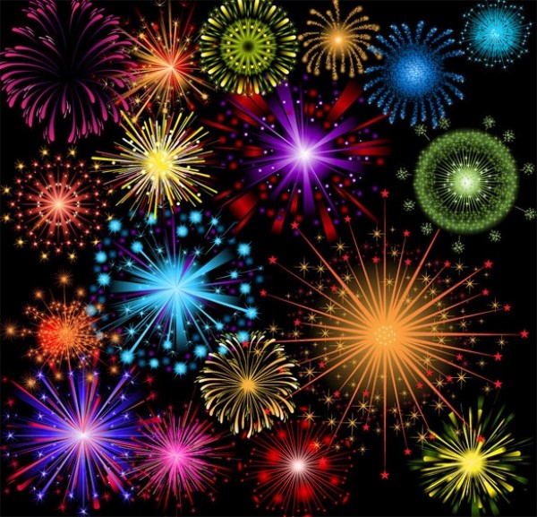 Vividly Exploding Fireworks Vector Background web vector unique stylish quality original light illustrator high quality graphic fresh free download free Fireworks explosions download display design creative colorful color celebration background   