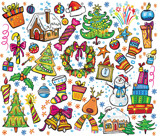 Christmas Vector Elements Collection vector snowman reindeer pattern mittens free download free christmas elements christmas cartoon background   