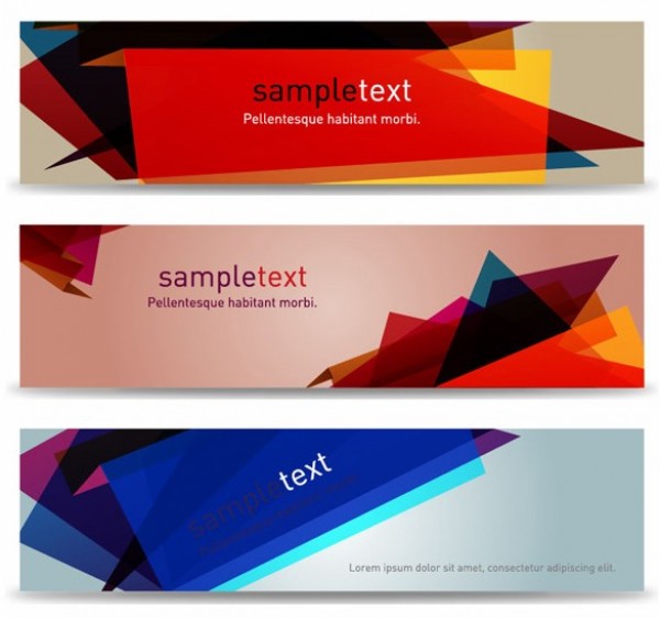 3 Modern Folded Paper Banners Vector Set web vector unique ui elements transparent stylish set quality original origami new interface illustrator high quality hi-res headers HD graphic fresh free download free folded paper eps elements download detailed design creative colors colorful banners abstract   