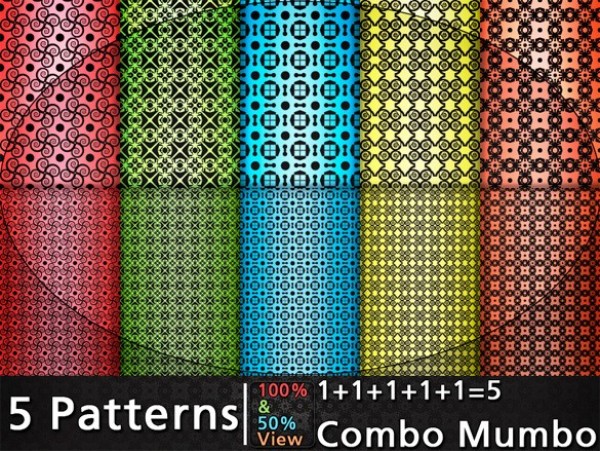 5 Combo Mumbo Seamless Patterns Set web unique ui elements ui tileable stylish seamless repeatable red quality patterns pattern pat original new modern interface hi-res HD green fresh free download free elements download detailed design creative combo mumbo clean blue background   