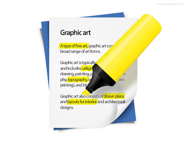 Highlighted Text and Highlighter Pen Icon yellow ui elements text psd pen page interface icon highlighter highlighted text free download free download   