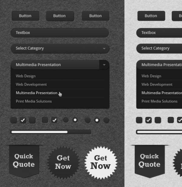 Light or Dark Web UI Elements Kit PSD web ui kit web unique ui tool kit ui set ui kit ui elements ui text box stylish stickers slider set ribbon badge radio buttons quality psd original new modern light labels kit interface hi-res HD fresh free download free elements dropdown button download detailed design dark creative clean check boxes buttons   