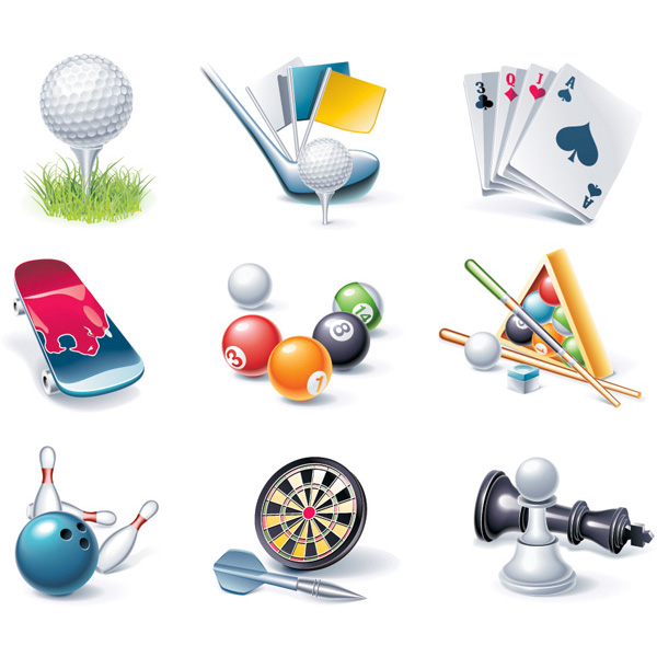 9 Games Sports Vector Icons Set vector sports skate boarding set ntertainment and games vector icons - golf icons golf icon golf games free download free entertainment. icon darts chess cards bowling billiards balls   