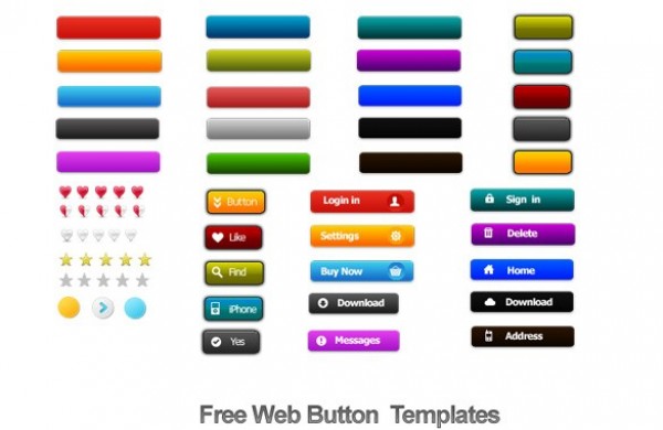 Stylish Web UI Buttons & Ratings Set PSD web unique ui elements ui submit stylish star rating set quality psd pack original new modern login interface hi-res heart ratings HD fresh free download free elements download button download detailed design creative colors colorful clean buy now buttons   