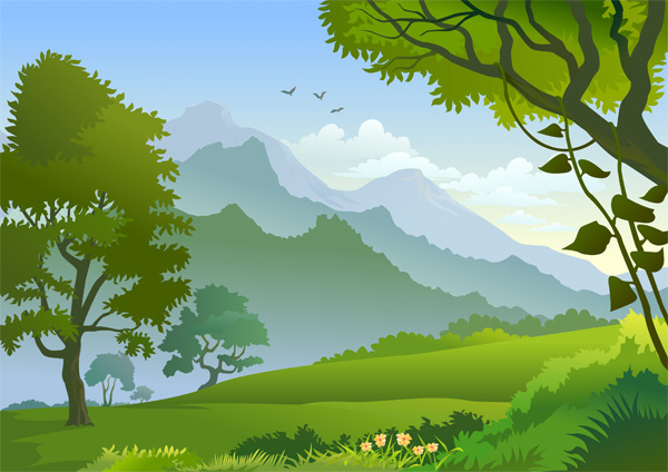 Mountain Wilderness Landscape wilderness web vector unique ui elements trees stylish silhouette quality original new mountains meadow interface illustrator high quality hi-res HD graphic fresh free download free eps elements download detailed design creative background   