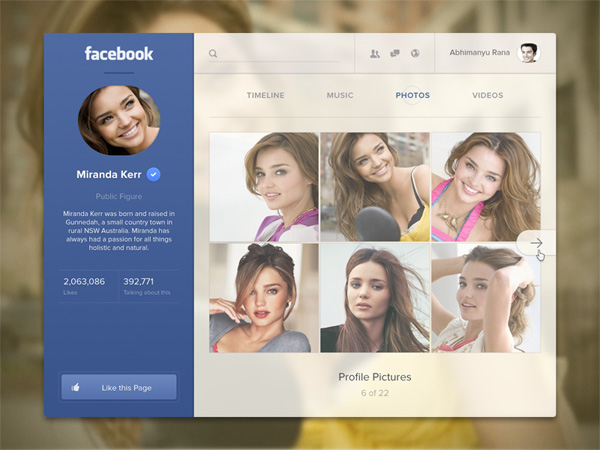 Facebook Artist Page Concept Template videos ui elements ui template music free download free facebook artists page facebook concept artists   