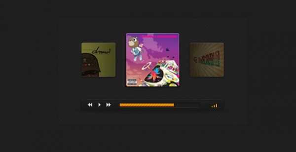 Minimal Dark Music Player with Album PSD web unique ui elements ui stylish quality psd original new music player modern minimal interface hi-res HD fresh free download free elements download detailed design dark creative cover clean album cover album   