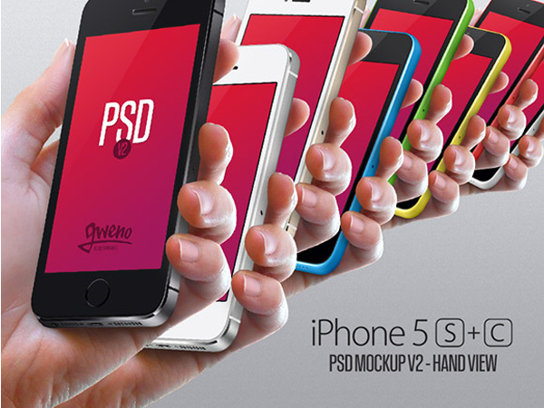 iPhone 5S & 5C Hand View Mockup Set ui elements ui set mockup iphone 5s iphone 5c hand view iphone 5s hand view hand free download free colors   
