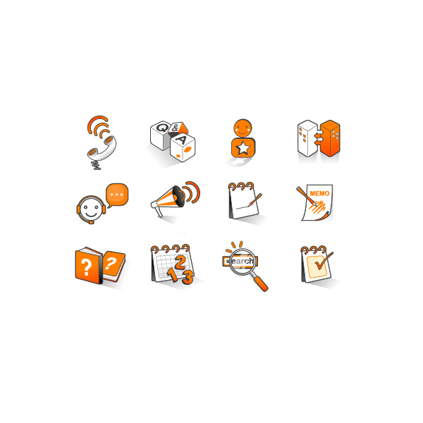 12 Orange Vector Web Icons Set web vector icons vector unique ui elements stylish set search quality Q & A phone original orange new net memo interface illustrator icons icon high quality hi-res HD graphic fresh free download free elements download detailed design creative check mark calendar book ai   