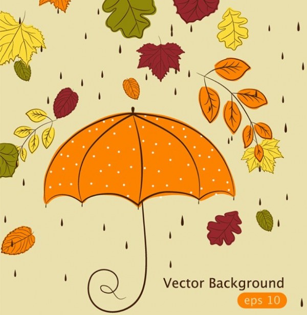 Autumn Leaves with Umbrella Vector Background web vector unique umbrella ui elements stylish rainy raining rain quality pattern original new nature maple leaf leaves interface illustrator high quality hi-res HD hand drawn graphic fresh free download free eps elements download detailed design creative colorful background autumn leaves autumn   