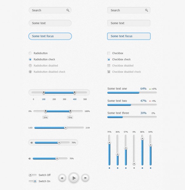 Ulta Clean Blue Web UI Elements Set PSD web unique ui set ui kit ui elements ui toggle switches stylish states social sliders share buttons set selector slider search fields radio buttons quality psd progress bars player buttons percentages pack original new modern light ui kit light kit interface inset input fields hi-res HD fresh free download free elements download detailed design creative clean checkboxes blue   