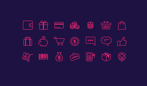 21 eCommerce Web Icons Set ui elements ui shopping shipping set saving icons icon free download free ecommerce cart calculator bar code banking   