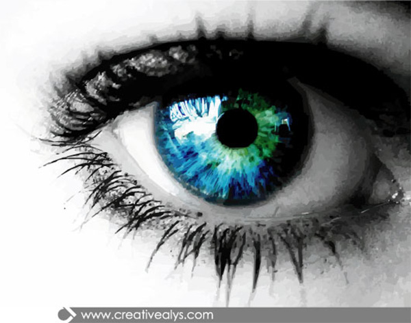 Realistic Iridescent Human Eye Vector woman's vector eye vector iridescent human eye free download free eye closeup blue   