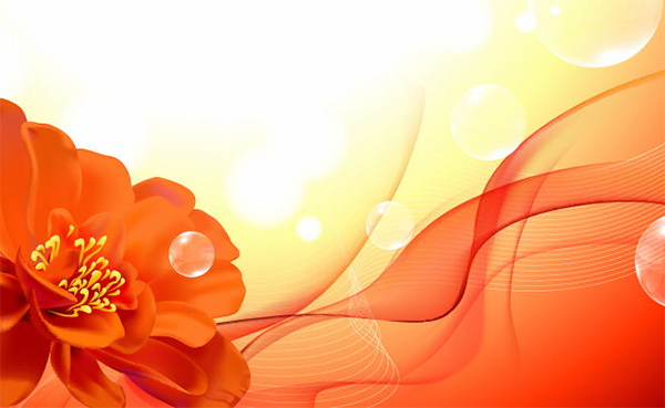 Lovely Flower Bubble Abstract Background wavy waves vector red orange glowing free download free flower floral bubbles background   
