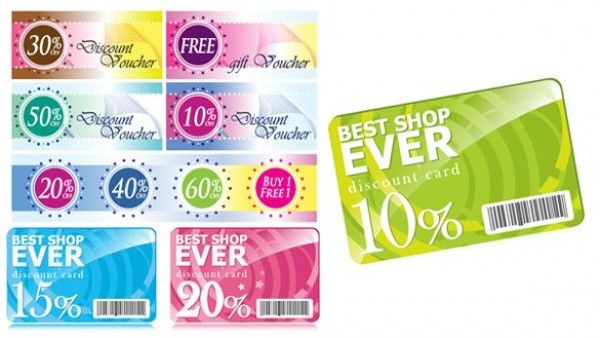 Glossy Vector Discount Cards & Coupons Set web voucher vector unique ui elements stylish shopping quality percent original new illustrator high quality hi-res HD graphic fresh free download free download discount coupon discount card discount design creative   