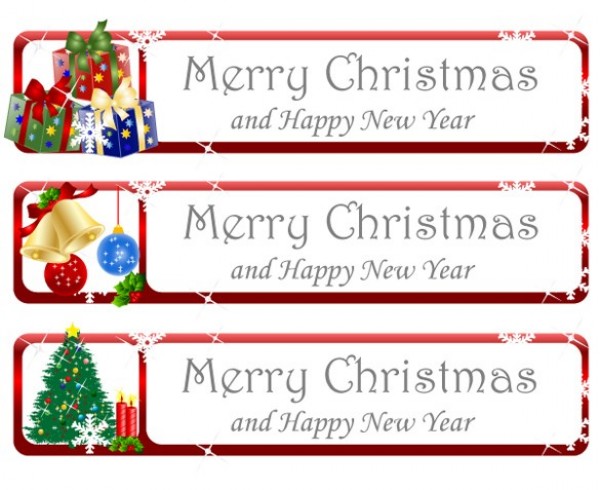 3 Christmas Greetings Vector Banners Set web vector unique ui elements tree stylish quality original new year new interface illustrator high quality hi-res header HD greetings graphic gifts fresh free download free eps elements download detailed design creative christmas banner christmas bells   