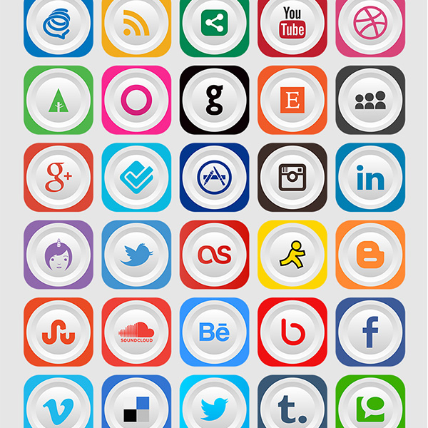 40 Colorful Rounded Social Media Icons Pack ui elements ui social icons social rounded pack networking inset icons free download free colorful clean   