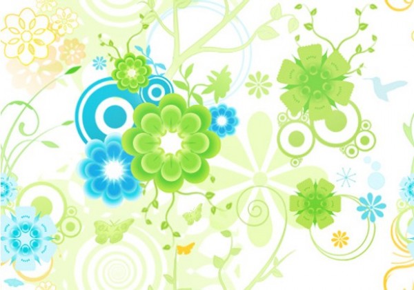 Blue Green Floral Abstract Pattern Background web unique ui elements ui stylish quality pat original new nature modern leaves interface hi-res HD green grass fresh free download free flowers floral elements download detailed design creative clean circles blue background abstract   