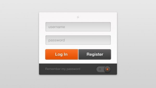 Vibrant Two Color Login Interface CSS/PSD web unique ui elements ui toggle switch toggle switch stylish signin quality psd password original orange new modern login interface html hi-res HD fresh free download free elements download detailed design css creative clean brown   