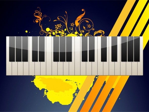 Piano Keyboard Floral Abstract Background web vector piano vector unique ui elements stylish spills quality piano keyboard piano original orange new keyboard interface illustrator high quality hi-res HD graphic fresh free download free floral elements download detailed design creative black background ai abstract   