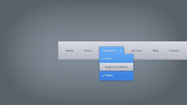Ultra Simple Dropdown Navigation Menu PSD web unique ui elements ui stylish simplistic simple quality psd original new navigation modern menu list interface hi-res HD grey fresh free download free elements dropdown download detailed design creative clean blue   
