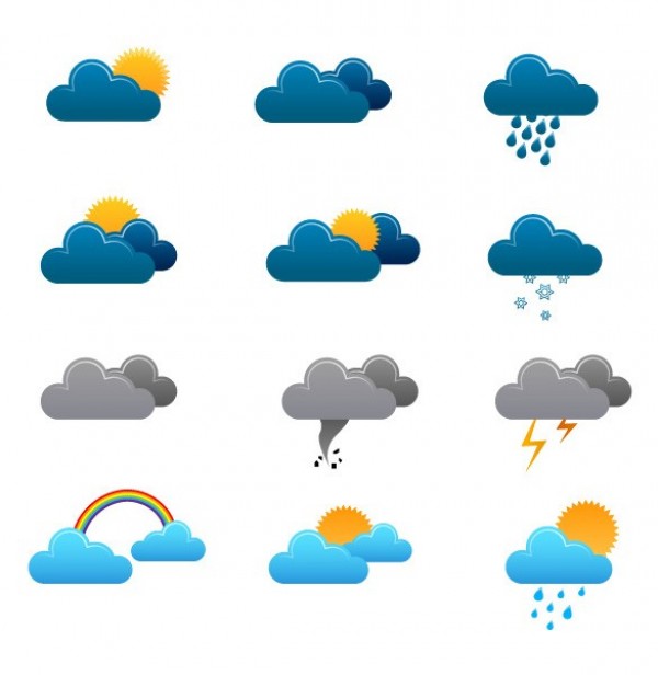 12 Weather Forecast Vector Icons Set web weather icons set weather icons weather forecast vector unique ui elements sunny stylish rainy quality original new lightning interface illustrator icons high quality hi-res HD graphic fresh free download free eps elements download detailed design creative cloudy clouds climate   