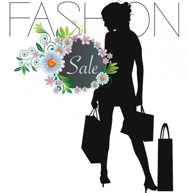 Woman's Fashion Sale Silhouette Poster woman silhouette woman web vector unique ui elements stylish silhouette shopping bags shopping sale quality poster pdf page original new jpg interface illustrator high quality hi-res HD graphic fresh free download free floral fashion eps elements download detailed design creative beauty ai   