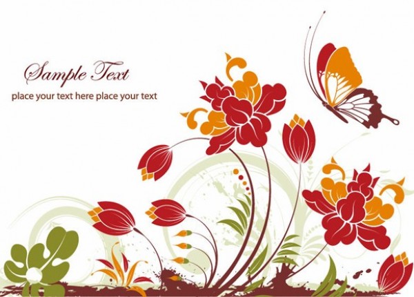 Nature Garden with Butterfly Abstract Background web vector unique summer stylish spring red quality original new illustrator high quality graphic garden fresh free download free flower floral eps download design creative butterfly background   