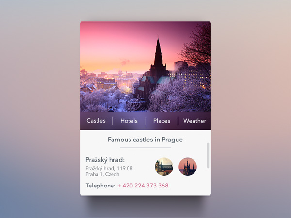 Mini Travel Widget Info and Image weather ui elements ui travel widget travel profile mini menu images hotels free download free   