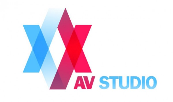 Blue Red Abstract AV Vector Logo V studio star red logo letter blue AV abstract A   