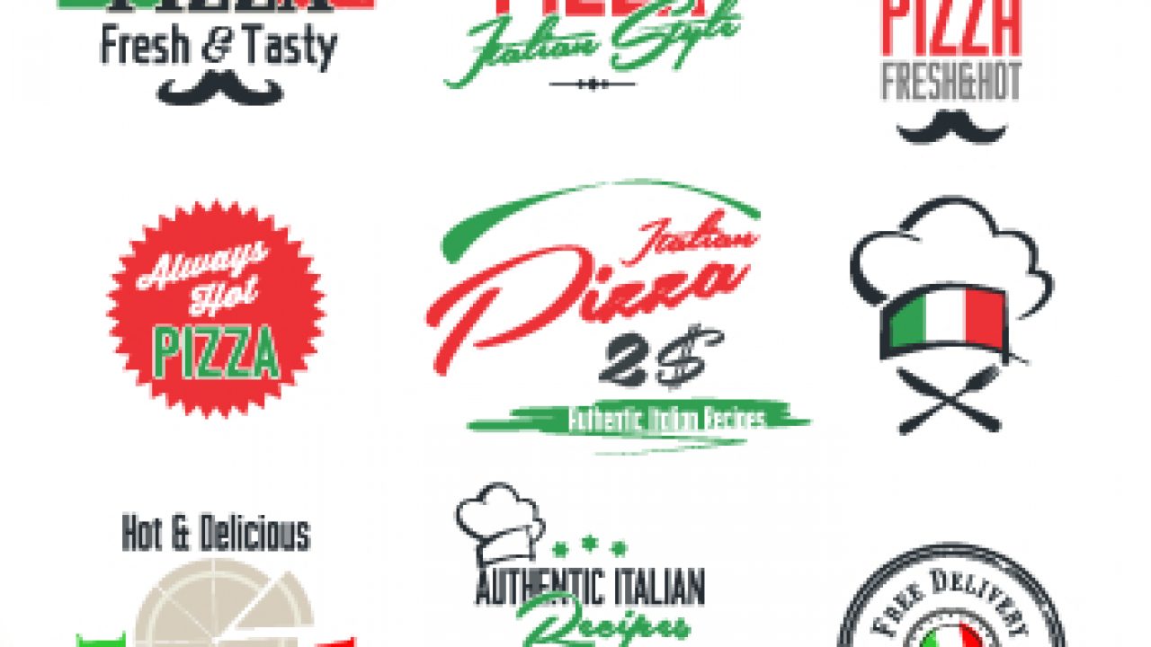 Exquisite pizza logos design vector material 01