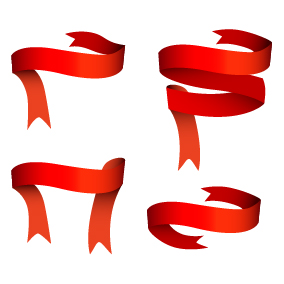 Red White Ribbon Vector Art PNG Images