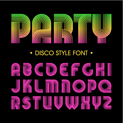 Disco Party Alphabet Fonts Vector 01 - GooLoc