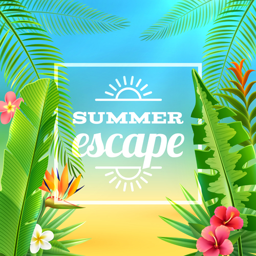 Summer holiday happy beach background vector 02 summer holiday happy beach background   