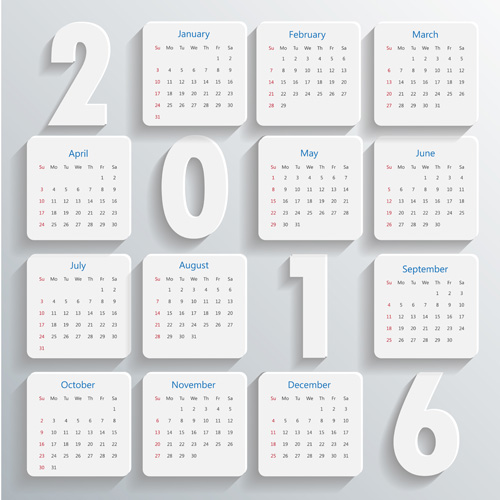 White 2016 calender design vector white design calender 2016   