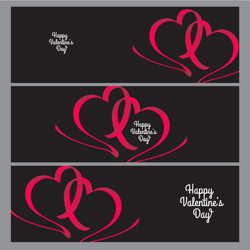 Ribbon heart valentine day banners vector 07 Valentine ribbon heart day banners   