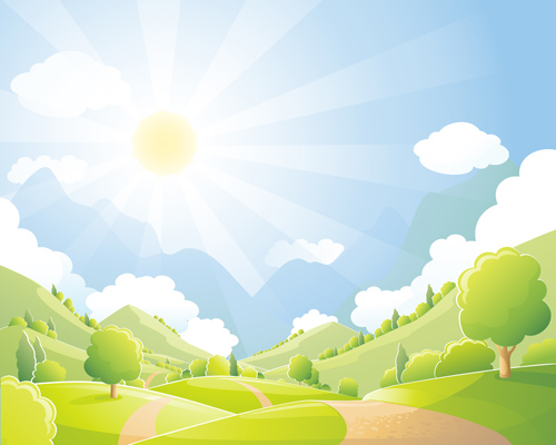 Beautiful natural scenery and sun vector 05 sun scenery natural beautiful   