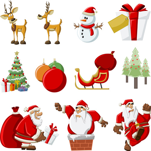 Vector Set of different Xmas icons elements 07 xmas icons icon elements element different   