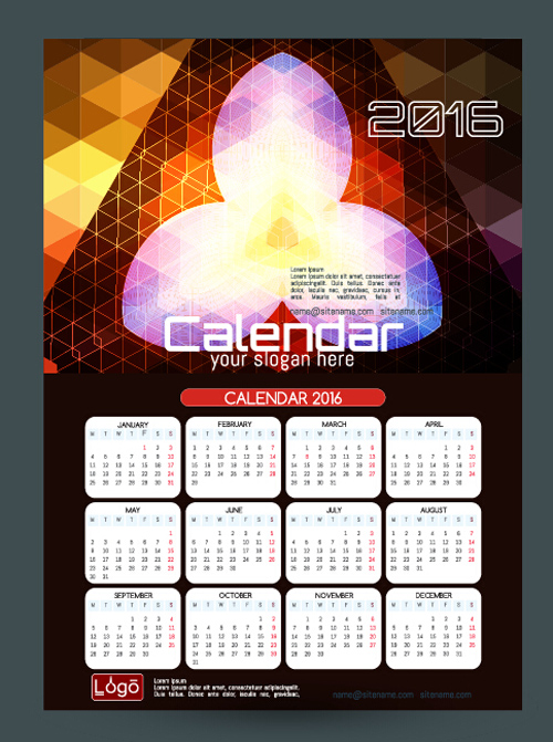 2016 technology calendar template vector 24 template technology calendar 2016   