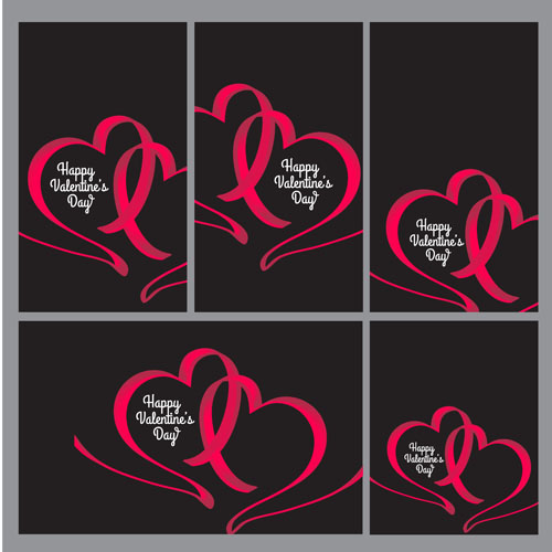 Ribbon heart valentine day banners vector 01 Valentine ribbon heart day banners   